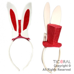 VINCHA OREJAS DE CONEJO CON GALERA ALICIA FUCSIA x 1